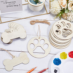 2 kit de grands pendentifs en bois vierges non finis&nbsp;WOOD-CP0001-16