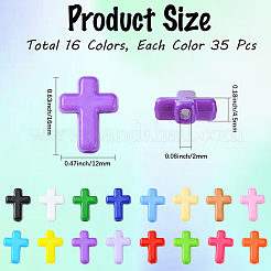 560шт 16 цвета непрозрачные акриловые бусины&nbsp;SACR-PA0001-01