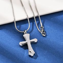 Ожерелья с подвеской в виде креста из нержавеющей стали 304 в виде урны для праха домашних животных&nbsp;NJEW-S455-02P