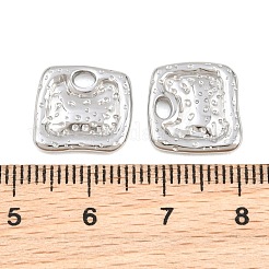 304ステンレススチールチャーム  槌目模様の四角いチャーム  ステンレス鋼色  12.5x13x2mm  穴：2.5mm&nbsp;SA-CBAC381-02P