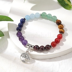Chakra pierres précieuses perles bracelets extensibles&nbsp;BJEW-JB10204-03