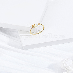 1 anillo abierto con letras de latón y rhinestone para mujer&nbsp;AJEW-LP0004-47R-G