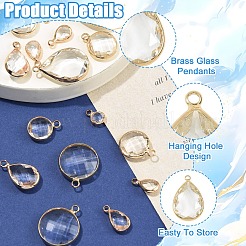16 шт. 2 стиля подвески из латунного стекла&nbsp;GLAA-YW0005-71