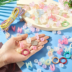 Diyキーホルダー作成キット  アクリルビーズ入り  合金スプリングゲートリングとポリエステル＆スパンデックスコード  ミックスカラー  18~19x6~19x12~13mm  穴：6.5mm&nbsp;DIY-TA0014-96