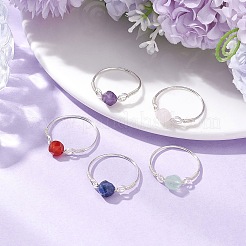 Ограненные круглые бусины из натурального розового кварца RJEW-JR00792