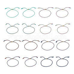 16 Stück 8 Farben Baumwollkordel Silberarmbänder&nbsp;BJEW-TAC0059