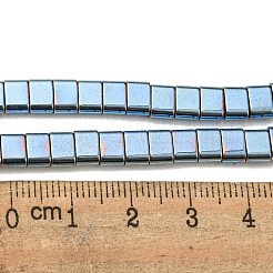 電気メッキ磁気無し合成ヘマタイトビーズ連売り  長方形  2穴  空色  6x4x3mm  穴：1.2mm  約95個/連  15.35インチ（39cm）&nbsp;G-C106-B02-03B