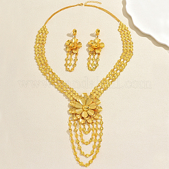Elegantes Set aus Halskette mit floralem Anhänger aus Eisen und Ohrsteckern für Damen&nbsp;XW5636