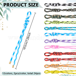 24 pendentif décoratif en cordon polyester bicolore&nbsp;HJEW-FG00043