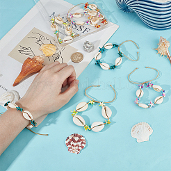 8шт 4-цветные браслеты из натуральных ракушек каури и синтетической бирюзы для женщин BJEW-PH01902