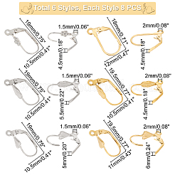 48個 6スタイル 304ステンレススチールシェルフレンチフックピアス金具  カン付き  ミックスカラー  19x10.5x5mm  穴：1.5mm  8個/スタイル&nbsp;STAS-PH0001-54