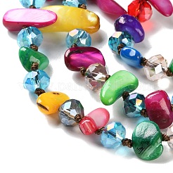Бохо стеклянные и окрашенные натуральные ракушки бусины чипсы 3 слой ожерелья для женщин NJEW-H047-01C