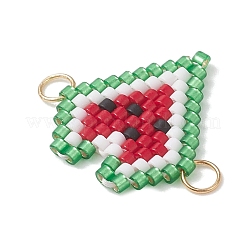 Подвески-соединители в форме арбузных сердечек из стеклянных бусинок&nbsp;PALLOY-MZ01142