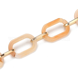 Cadenas de clips de acrílico hechos a mano, con enlaces de cable de aluminio, para la fabricación de la joya, la luz de oro, naranja, link: 22.5x15x3 mm y 15x8x2 mm, 39.37 pulgada (1 m) / hebra
