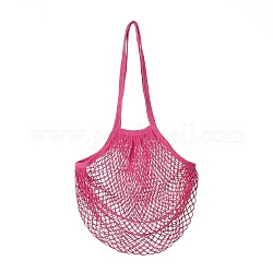 Sacchetti della spesa portatili in rete di cotone, borsa per la spesa in rete riutilizzabile, rosa antico, 58.05cm, borsa: 35x38x1.8 cm.