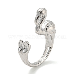 Латунные открытые кольца на пальцах манжеты, форма фламинго, платина, размер США 5 1/4 (15.9 мм)