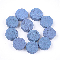 Gemalte Pappelholz Cabochons, Flachrund, königsblau, 7x2 mm