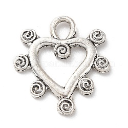 Tibetan Style Alloy Pendants, Heart, Antique Silver, 21x19x2mm, Hole: 3.5x2.5mm, about 403pcs/500g