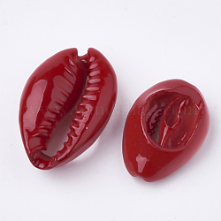Spray Paint Cowrie Shell Beads, Two Tone, No Hole/Undrilled, Dark Red, 20~25x14~16x5~7mm