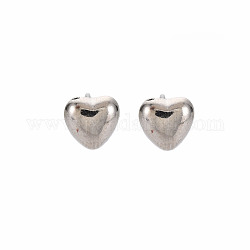 Boucles d'oreilles coeur pour femme, sans cadmium et sans plomb, couleur d'argent, 7x7mm, pin: 0.6 mm