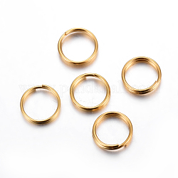 304 anelli portachiavi in ​​acciaio inox, anelli di salto a doppio anello, oro, 5x1mm, diametro interno: 3.8mm, singolo filo: 0.5mm