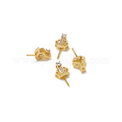 Perni con testa a corona in ottone con micro pavé di zirconi trasparenti, per la produzione di perle barocche, oro, 16x8mm