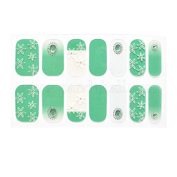 Full Cover Nombre Nail Stickers, Self-Adhesive, for Nail Tips Decorations, Sea Green, 24x8mm, 14pcs/sheet