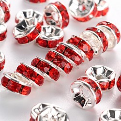 Grado de latón un Diamante de imitación entrepieza de abalorios, color plateado, sin níquel, Tailandia ligera, 7x3.2mm, agujero: 1.2 mm