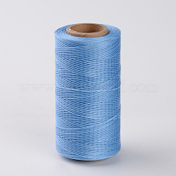 Cordes plates en polyester ciré, bleu, 1x0.3mm, environ 284.33 yards (260 m)/rouleau