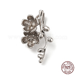 925 rompighiaccio in argento sterling rodiato, ciliegia fiore fiore, con timbro s925, Vero platino placcato, 23.5x14.5x12mm, ago :1mm
