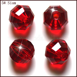 Имитация австрийских кристаллов, класс AAA, граненые, круглые, темно-красный, 6 мм, отверстие : 0.7~0.9 мм
