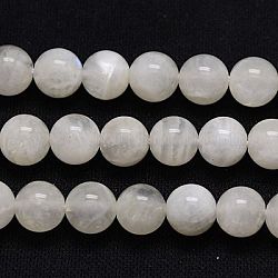 Natural Rainbow Moonstone Beads Strands, Round, White, 4mm, Hole: 1mm