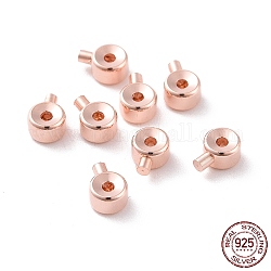 925 Sterling Silver Crimp Beads, Loose Spacer Beads, Stopper Crimp Charms, Flat Round, Rose Gold, 4x3x2mm, Hole: 0.8mm, pin: 1mm