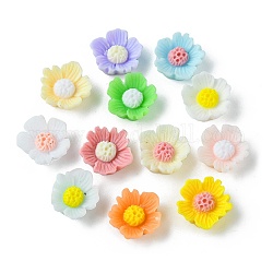 Opaque Resin Cabochons, Flower, Mixed Color, 10.5~11x10.5x4mm
