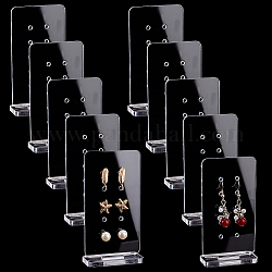 Vertikale 10-Loch-Ohrringständer aus Acryl, Rechteckiger Schmuck-Organizer zur Aufbewahrung von Ohrringen, Transparent, Fertigprodukt: 4.9x2.45x9.4cm