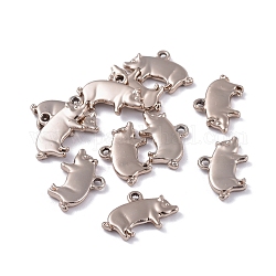 Nickel Free & Lead Free Golden Alloy Pendants, Piggy Charms, Long-Lasting Plated, 12x19x2mm, Hole: 1mm