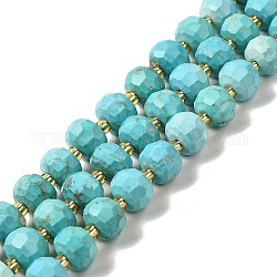 Kunsttürkisfarbenen Perlen Stränge, mit Glasperlen, facettierte Rondelle, 7~8x5~6 mm, Bohrung: 1 mm, ca. 45~46 Stk. / Strang, 14.57''~14.96'' (37~38 cm)