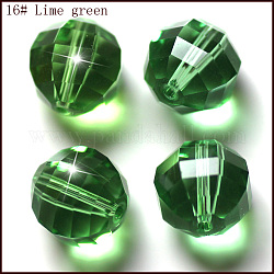 Perles d'imitation cristal autrichien, grade AAA, facette, ronde, lime green, 8mm, Trou: 0.9~1mm