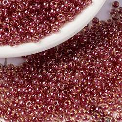 MIYUKI Round Rocailles Beads, Japanese Seed Beads, 8/0, (RR373) Dark Rose Lined Light Topaz Luster, 3mm, Hole: 1.1mm, about 19000~20500pcs/pound