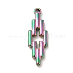 Placage ionique (ip) 304 pendentif en acier inoxydable, croix, couleur arc en ciel, 28x9x2mm, Trou: 1.4mm
