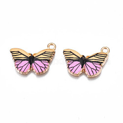 Printed Alloy Pendants, Cadmium Free & Nickel Free & Lead Free, Light Gold, Butterfly, Moccasin, 15x20x1.5mm, Hole: 1.8mm