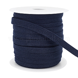Benecreat 1 rotolo di corda cava piatta in policotone, fabbricazione di lacci per scarpe, accessori per vestiti, con 1 bobina di plastica, blu di Prussia, 10mm, circa 27.34 iarde (25 m)/rotolo