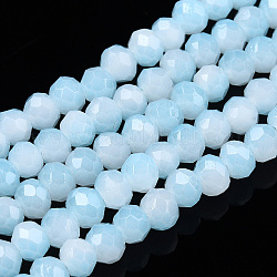 Fili di perle di vetro imitazione giada bicolore, sfaccettato, rondelle, cielo blu, 4.5x3.5mm, Foro: 1 mm, circa 122~135pcs/filo, 16.73 pollice ~ 17.32 pollici (42.5~44 cm)