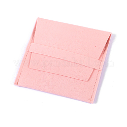 Мешочки-конверты из микрофибры с откидной крышкой, подарочные пакеты для хранения ювелирных изделий, квадратный, розовые, 8x8 см