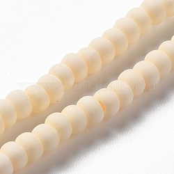 Handgefertigte Perlen aus gefrostetem Porzellan, Flachrund, papayawhip, 4x3 mm, Bohrung: 0.8 mm, ca. 134 Stk. / Strang, 15.55 Zoll (39.5 cm)