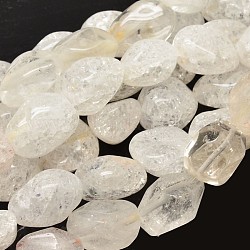 Brins pépites de cristal de perles de quartz naturel, pierre roulée, 13~18x10~13mm, Trou: 1mm, 1mm, Environ 21~26 pcs/chapelet, 15.74 pouce