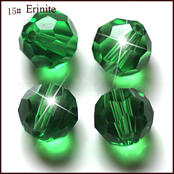 Imitazione branelli di cristallo austriaco, grado aaa, sfaccettato (32 sfaccettatura), tondo, verde, 8mm, Foro: 0.9~1.4 mm