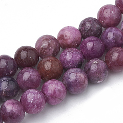 Natural Lepidolite/Purple Mica Stone Beads Strands, Spodumene Beads, Round, 8~9mm, Hole: 1mm, about 49~53pcs/strand, 15.7 inch~16.1 inch