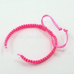 Cuerda de nylon trenzado para la toma de la pulsera DIY, color de rosa caliente, 100~110x5x2mm, agujero: 2~4 mm