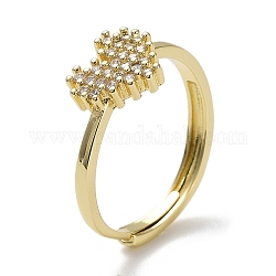 バレンタインデーレインボーカラーキュービックジルコニア調節可能なリング  真鍮ハート指輪  ゴールドカラー  usサイズ8 1/2(18.5mm)